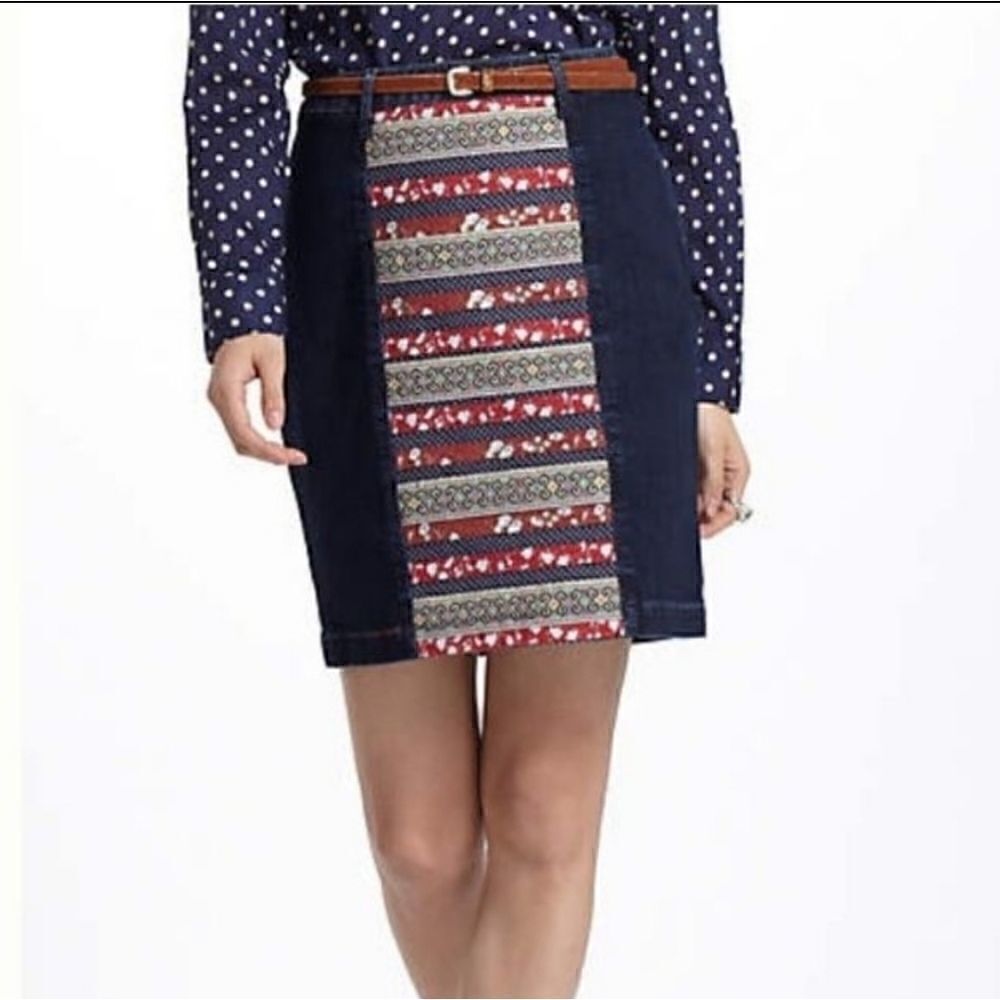 Anthropologie Holding Horses Ribbonrow denim skirt size 27